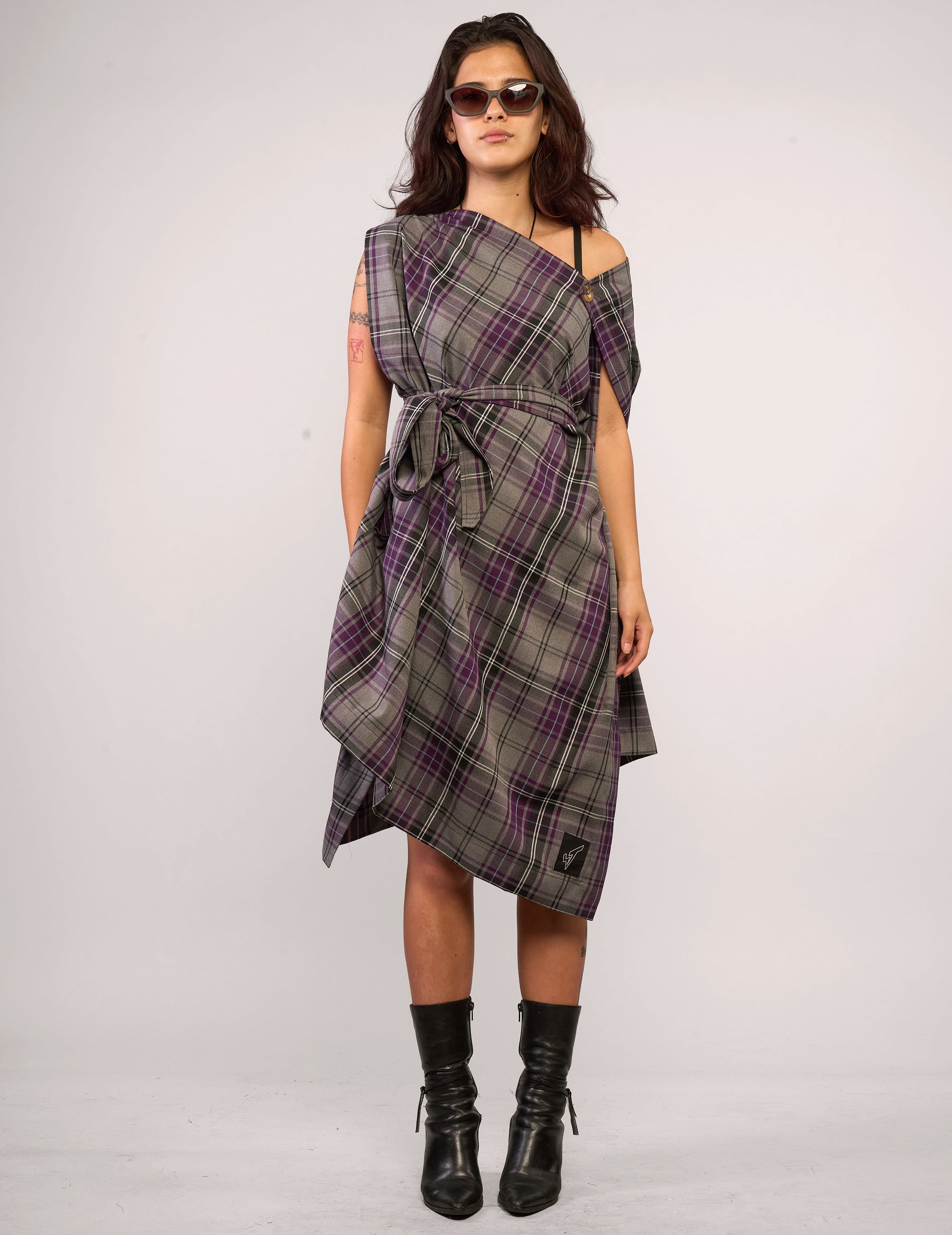The Pirate Dress – Purple Grey Tartan