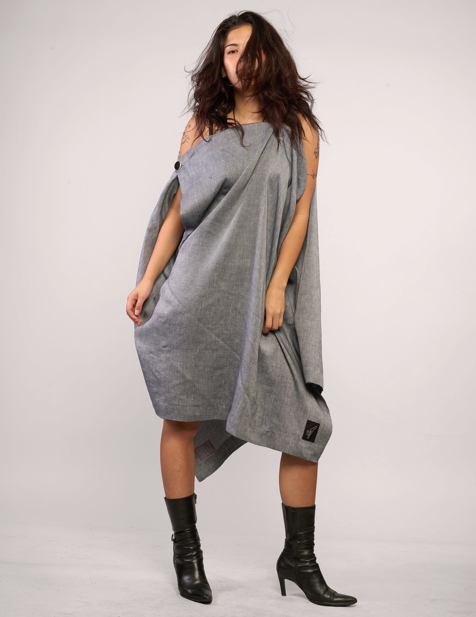 The Pirate Dress – Grey Chambray