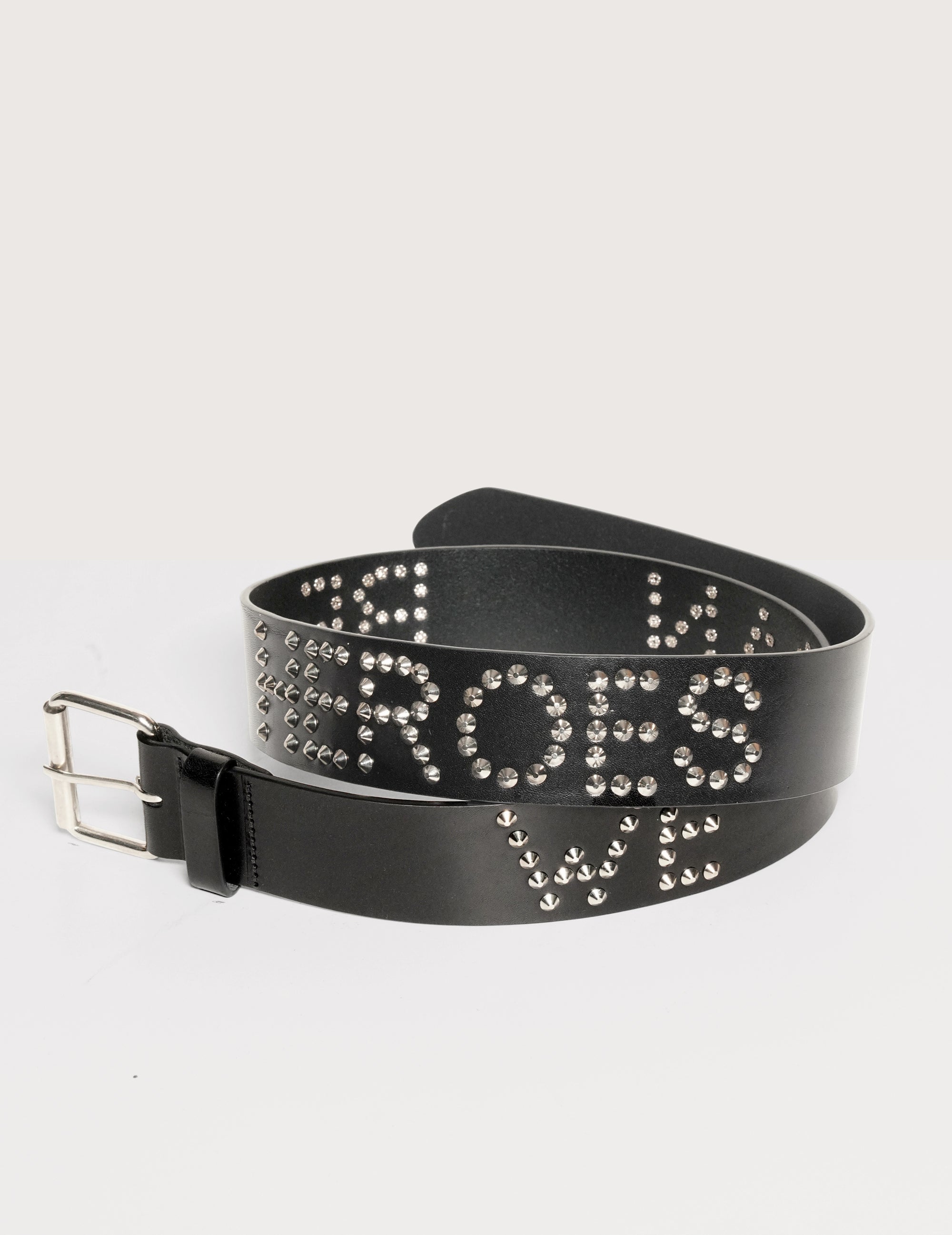 Black Leather Studded Belt with David Bowie 'We Can Be Heroes' | Stuart Trevor