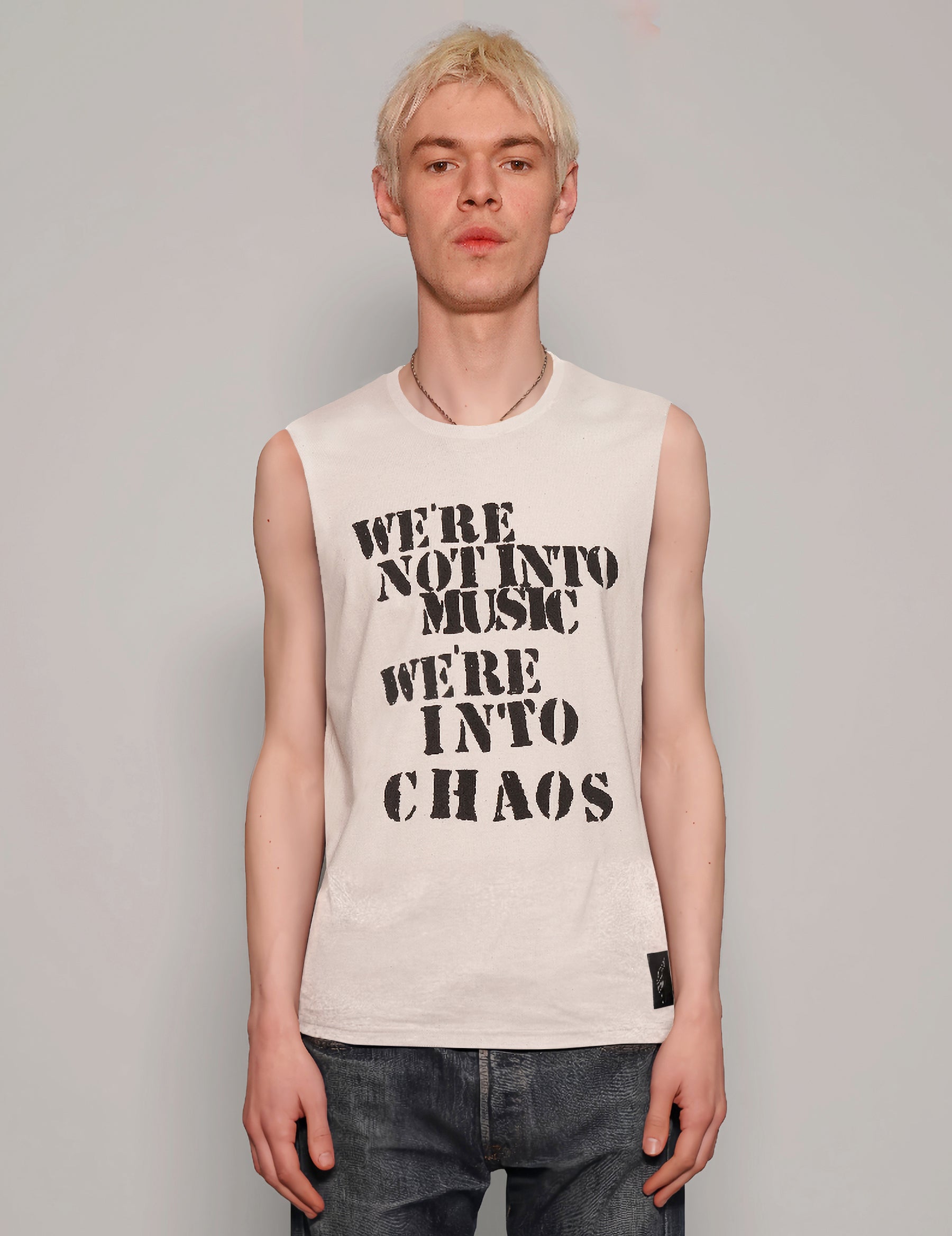 Men's Graphic T-Shirt Vest with Sex Pistols Print in White | Stuart Trevor