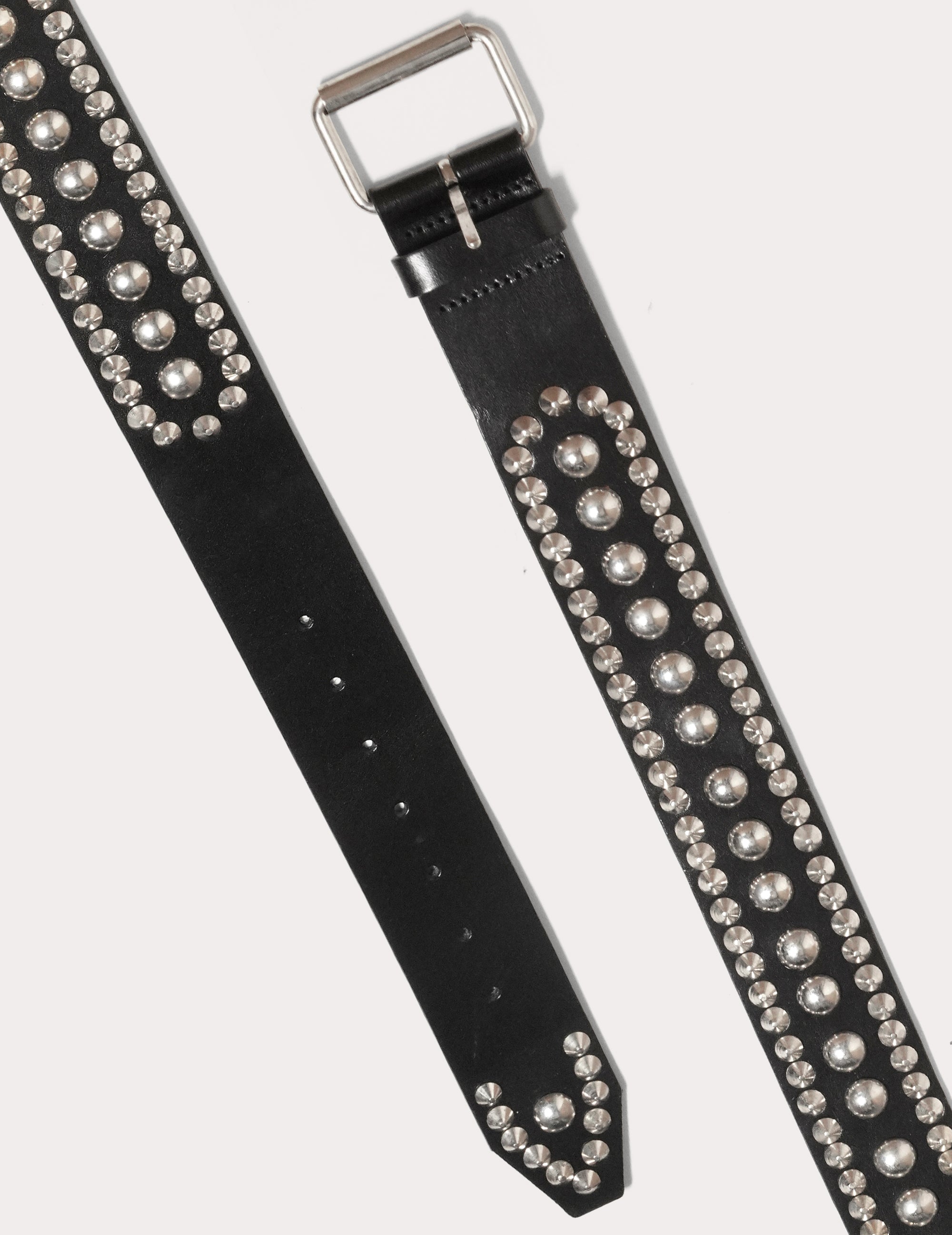 Black Leather Studded Belt Silver | Stuart Trevor