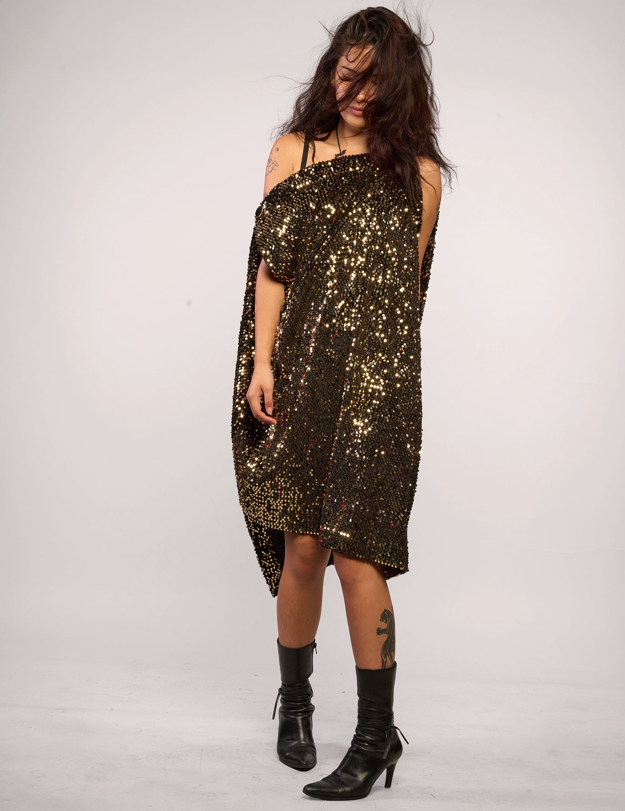 The Pirate Dress – Black & Gold Sequin