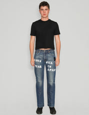 'Love Will Tear Us Apart' Jeans in Blue