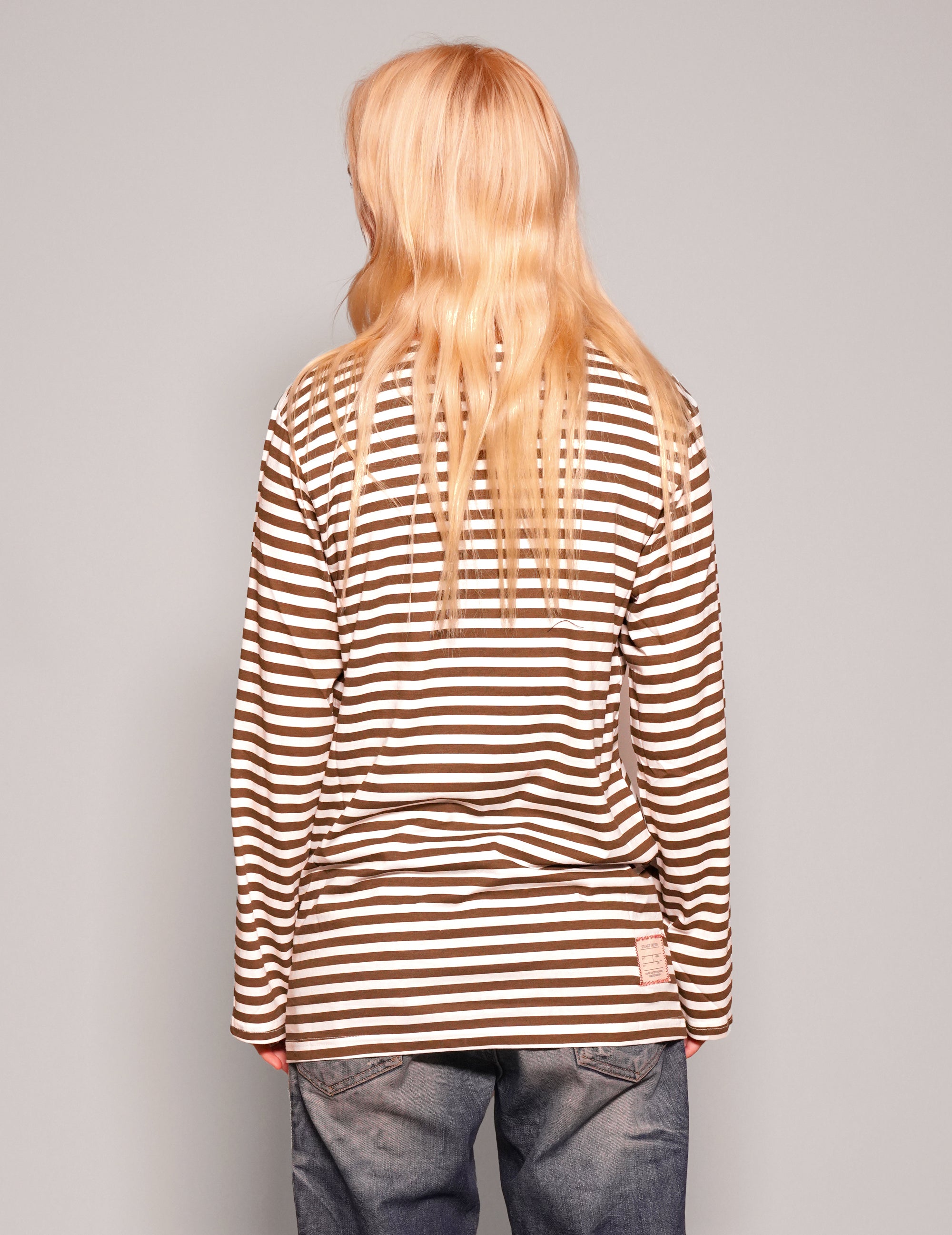 Women's Vintage Khaki Striped Long Sleeve T-Shirt | Stuart Trevor