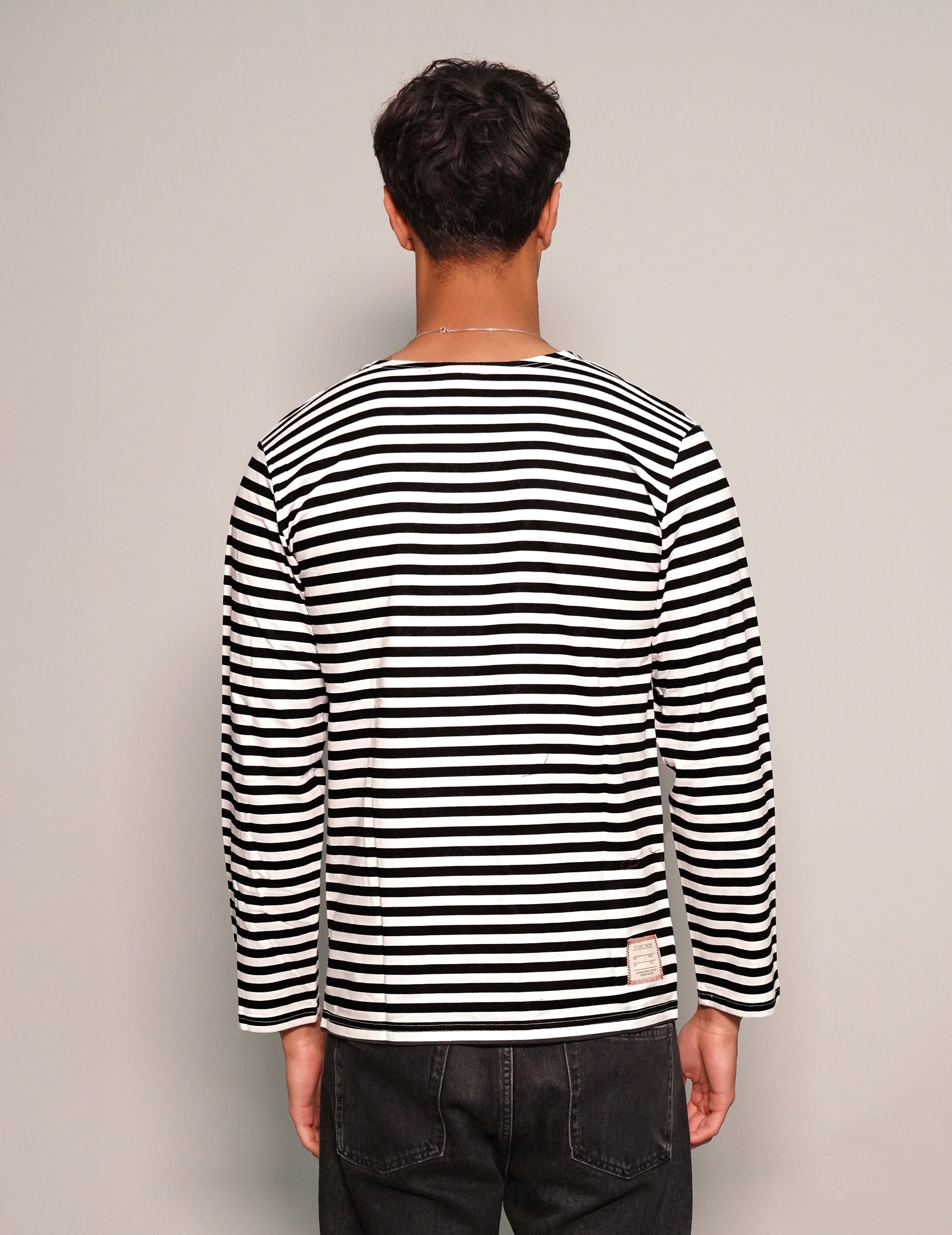 Men's Vintage Black Striped Long Sleeve T-Shirt | Stuart Trevor