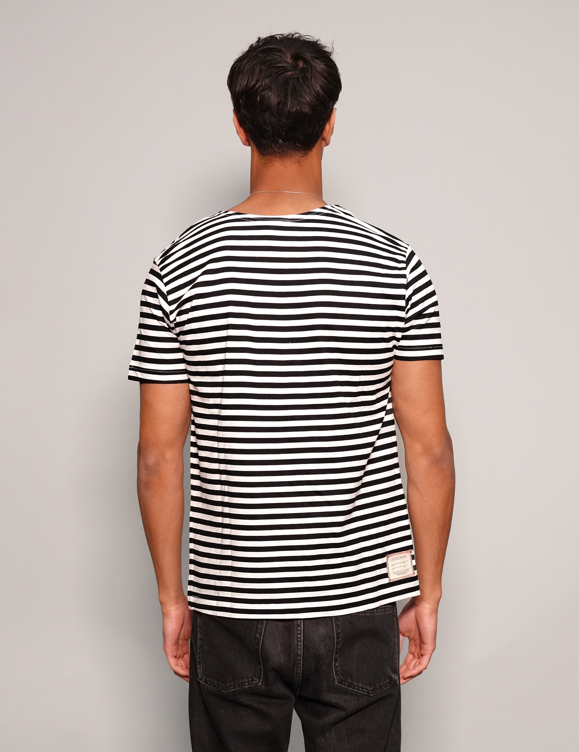 Men's Vintage Black Striped T-Shirt | Stuart Trevor