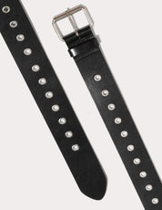 Black Leather Studded Belt with Ringlets | Stuart Trevor