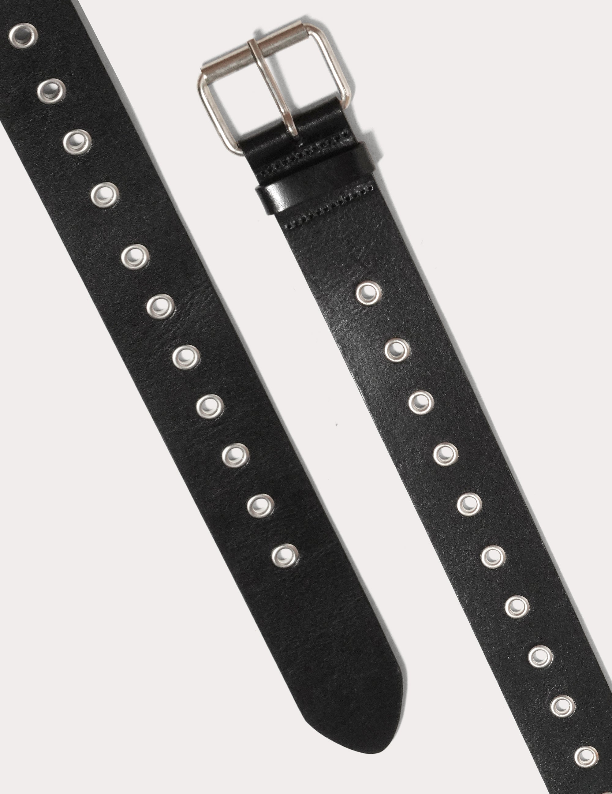 Black Leather Studded Belt with Ringlets | Stuart Trevor