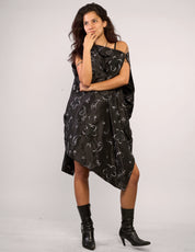 The Pirate Dress – Black Silver Floral Embroidery