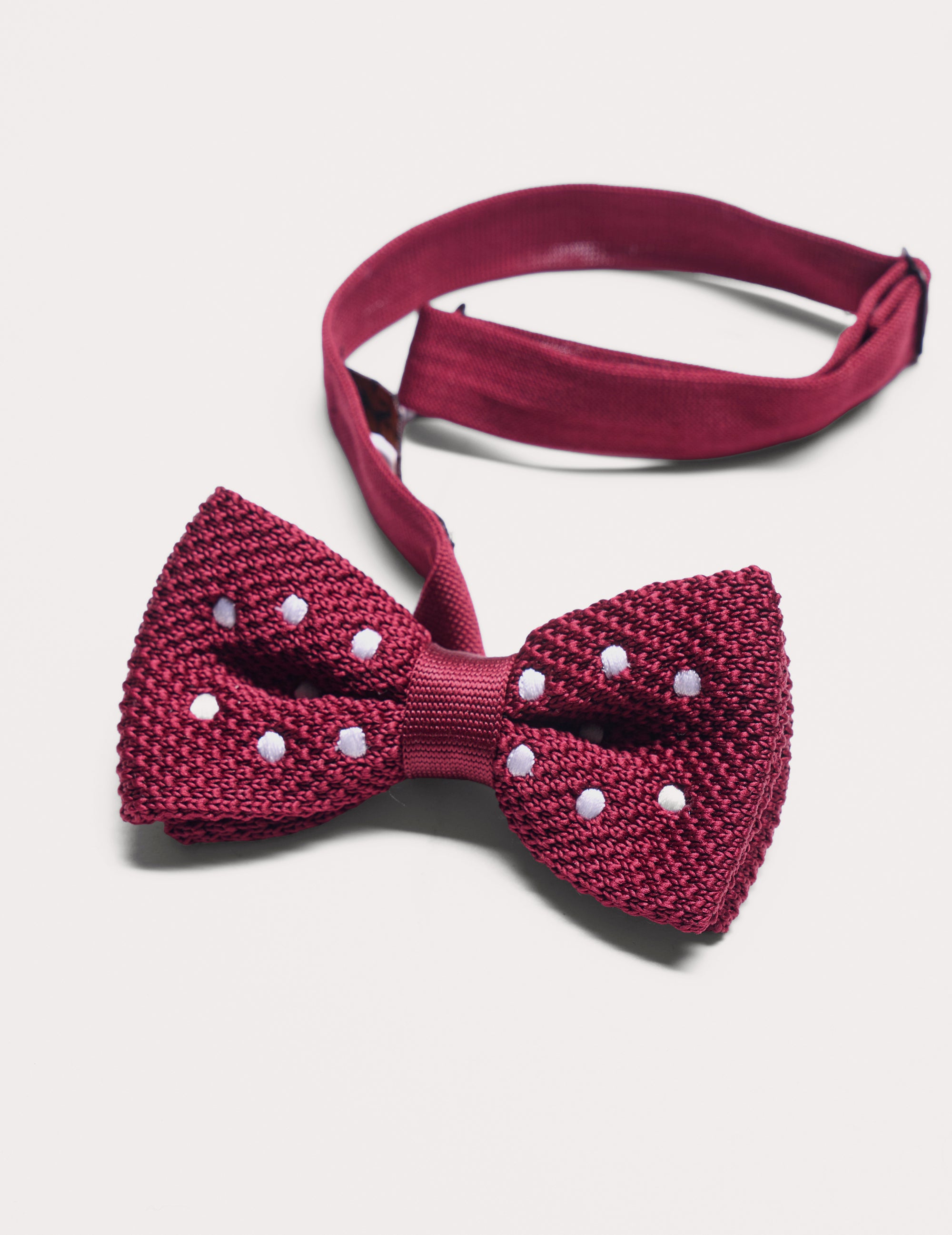 Elensa Silk Bow Tie - Burgundy Dot