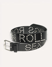 Black Leather Studded Belt with 'S'x D'ugs and Rock n Roll' | Stuart Trevor