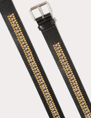 Black Leather Studded Belt Silver & Gold | Stuart Trevor