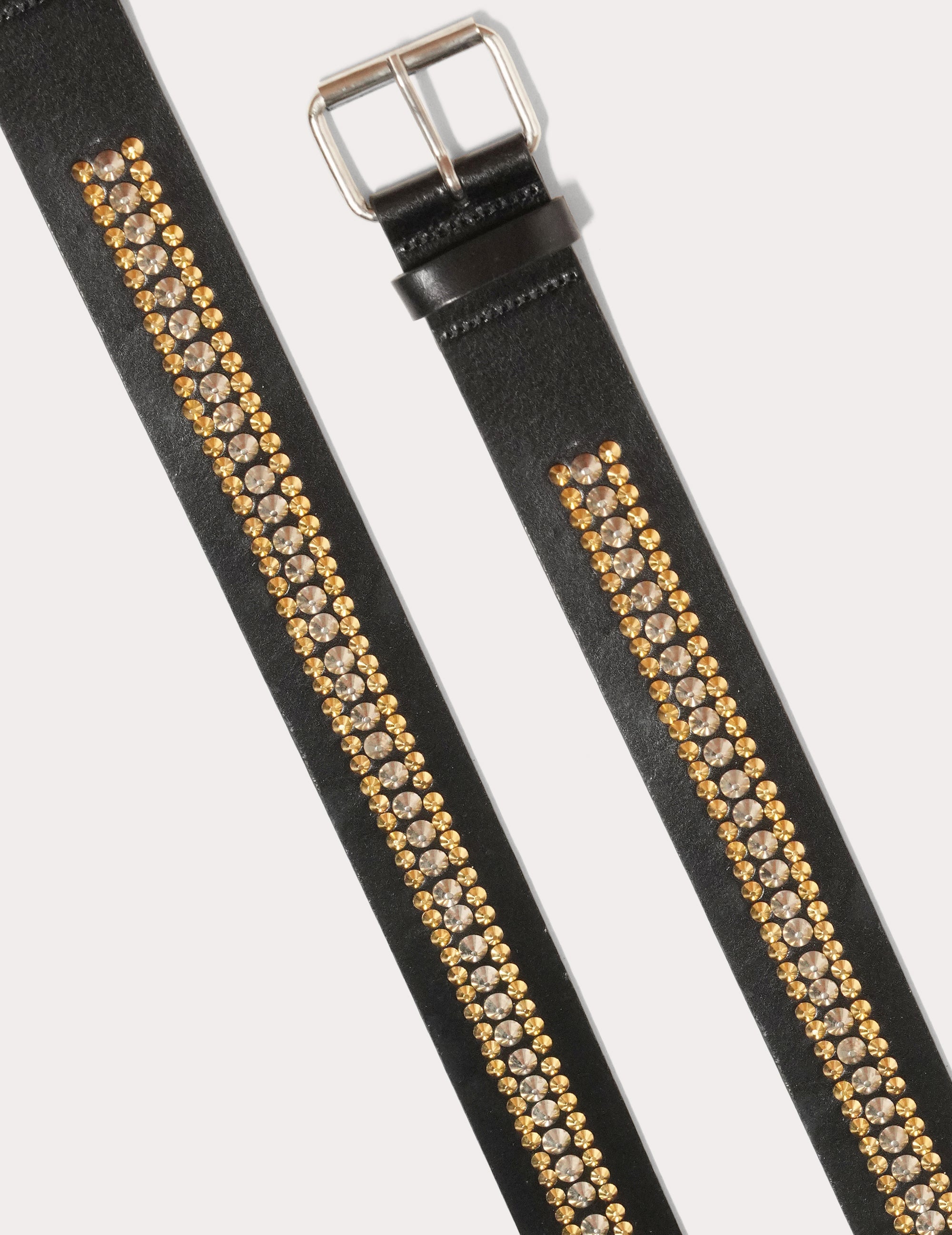 Black Leather Studded Belt Silver & Gold | Stuart Trevor