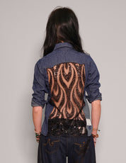 Party Back Shirt - Slim Fit - Black Art-Deco Sequin