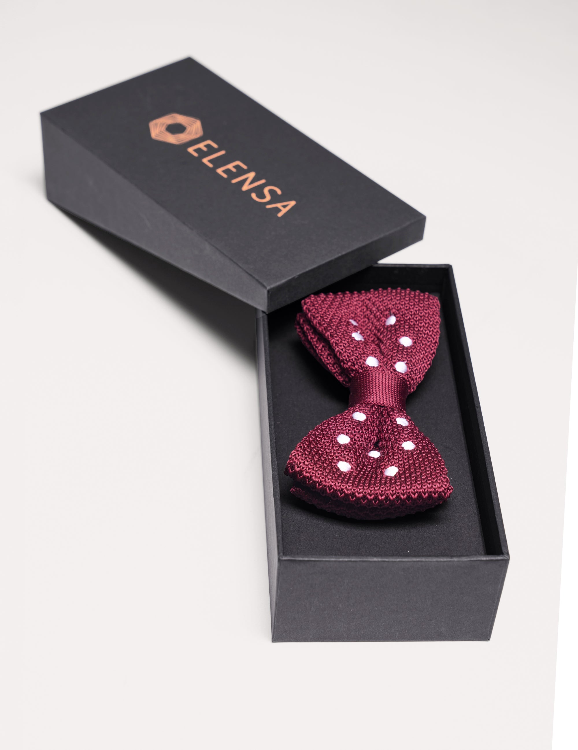 Elensa Silk Bow Tie - Burgundy Dot