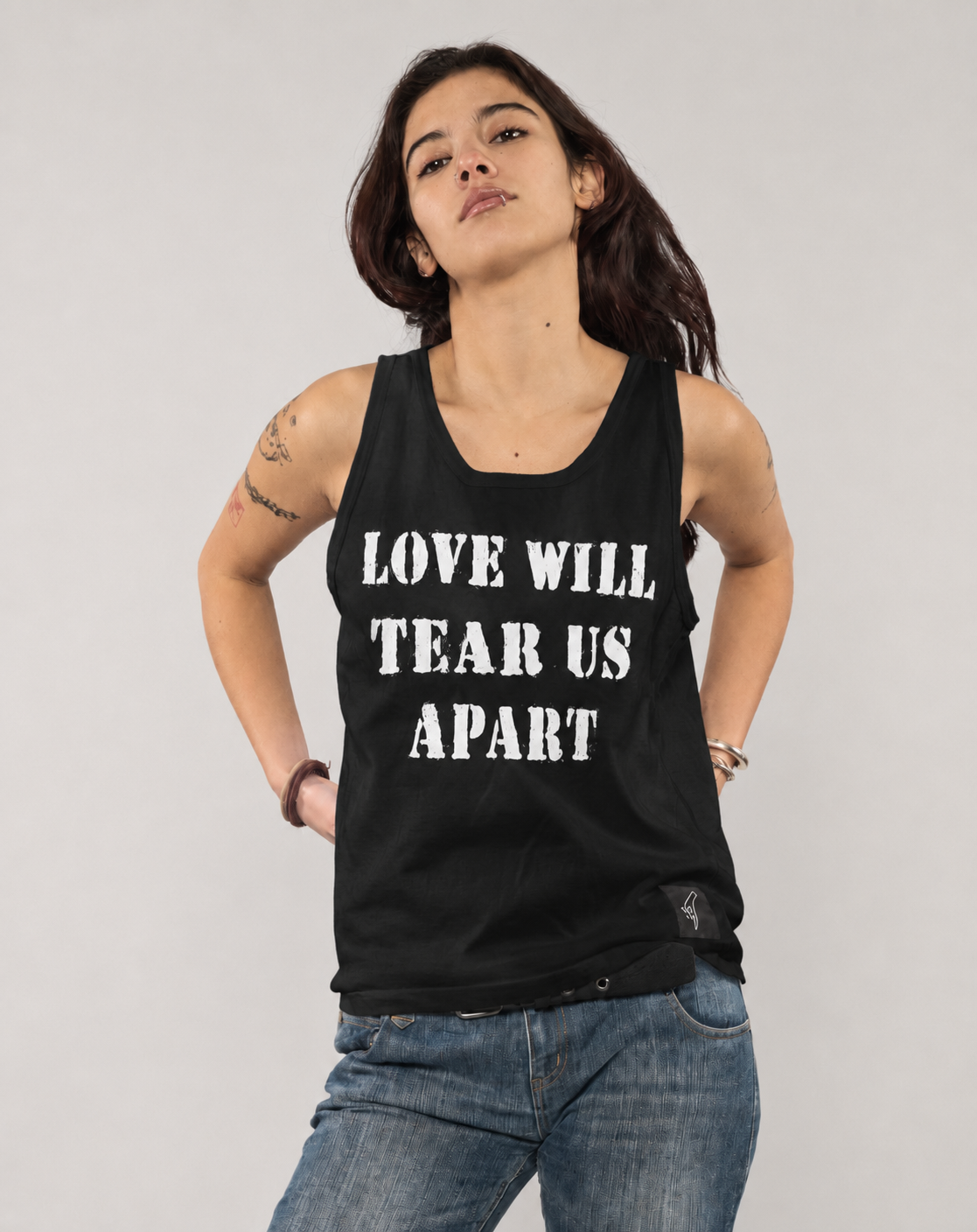'Love Will Tear Us Apart' Tank Top in Black