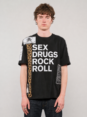 ST Patched 'S'x D'ugs and Rock n Roll' T-Shirt in Black