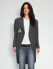Grey Edwardian tailcoat, side view