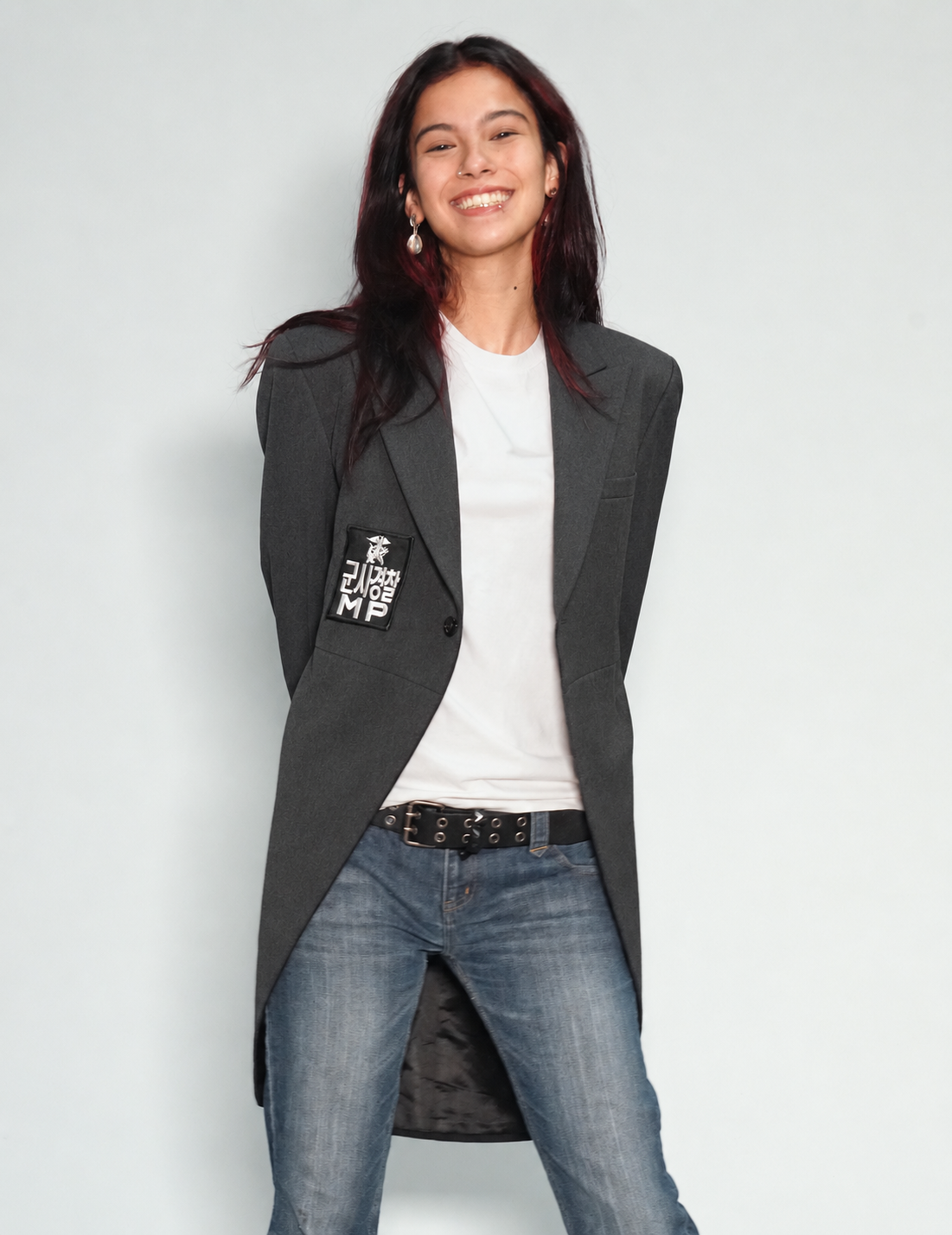 Grey Edwardian tailcoat, back view