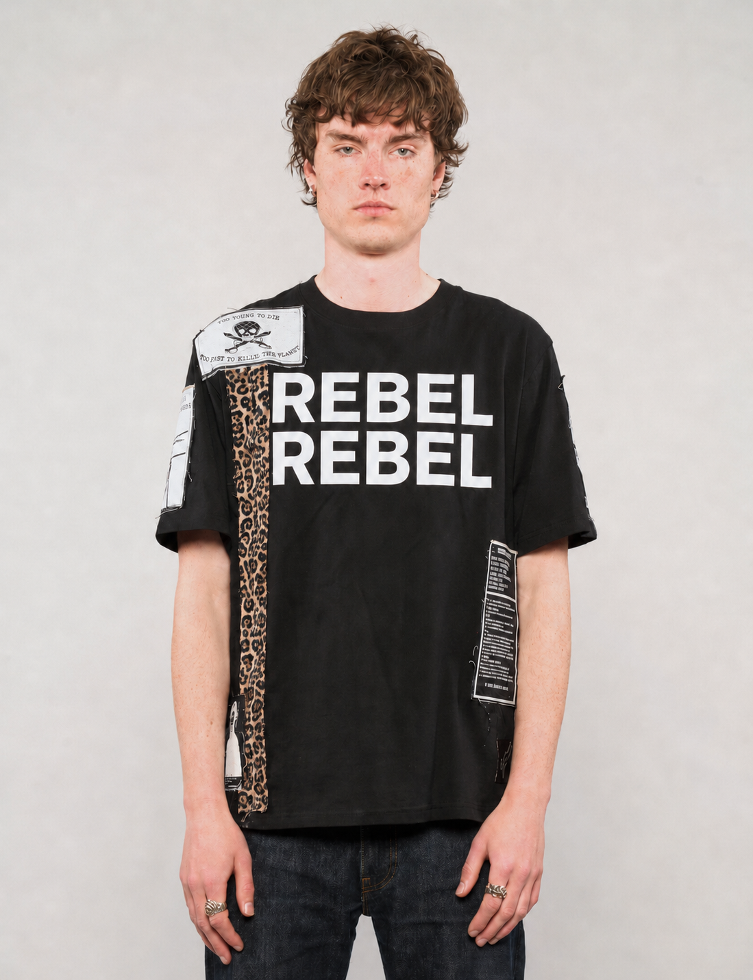 T-shirt Noir ST Patché 'Rebel Rebel'