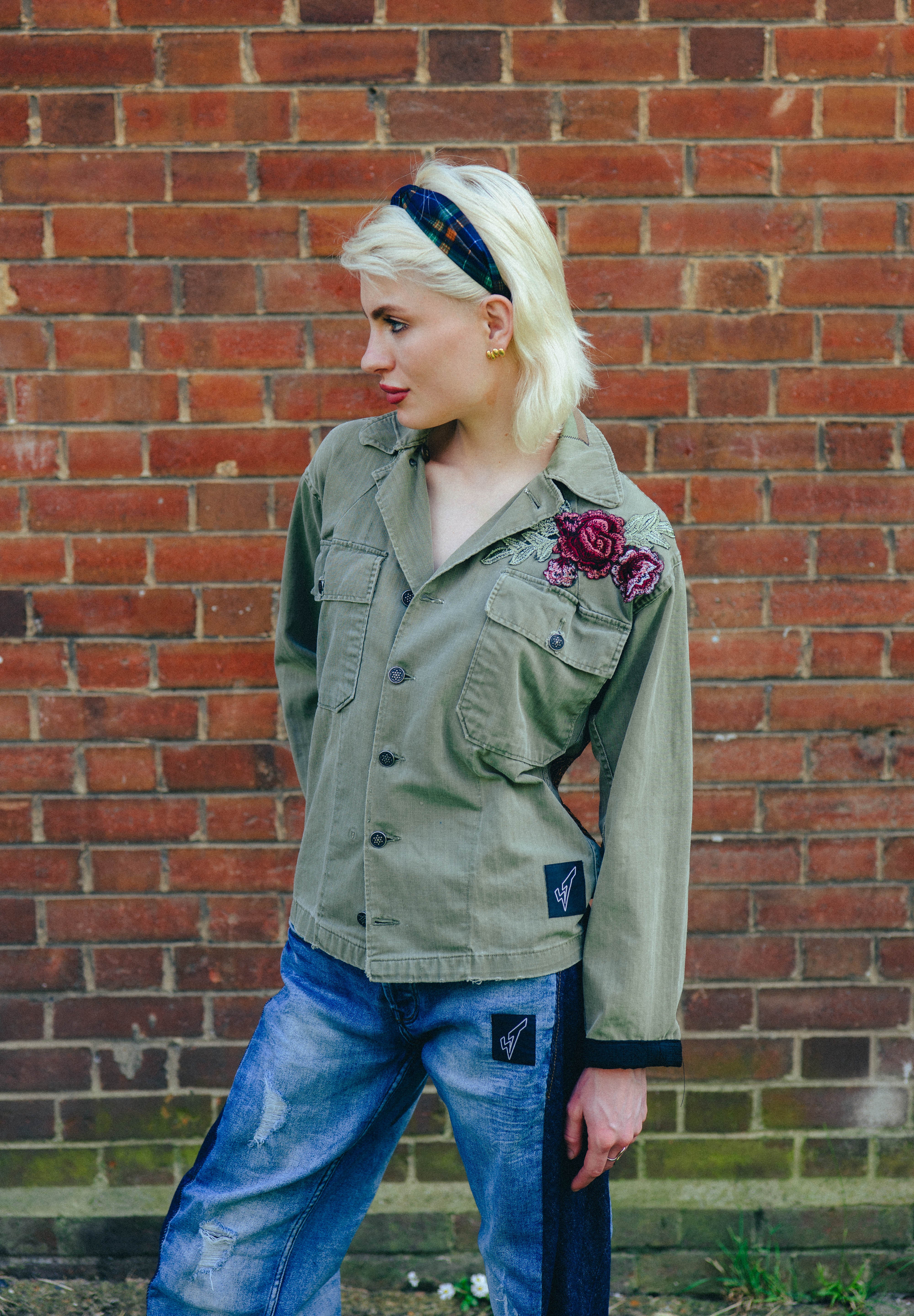 Party Back Shirt - Gold Star - Long Sleeve Embroidered Khaki