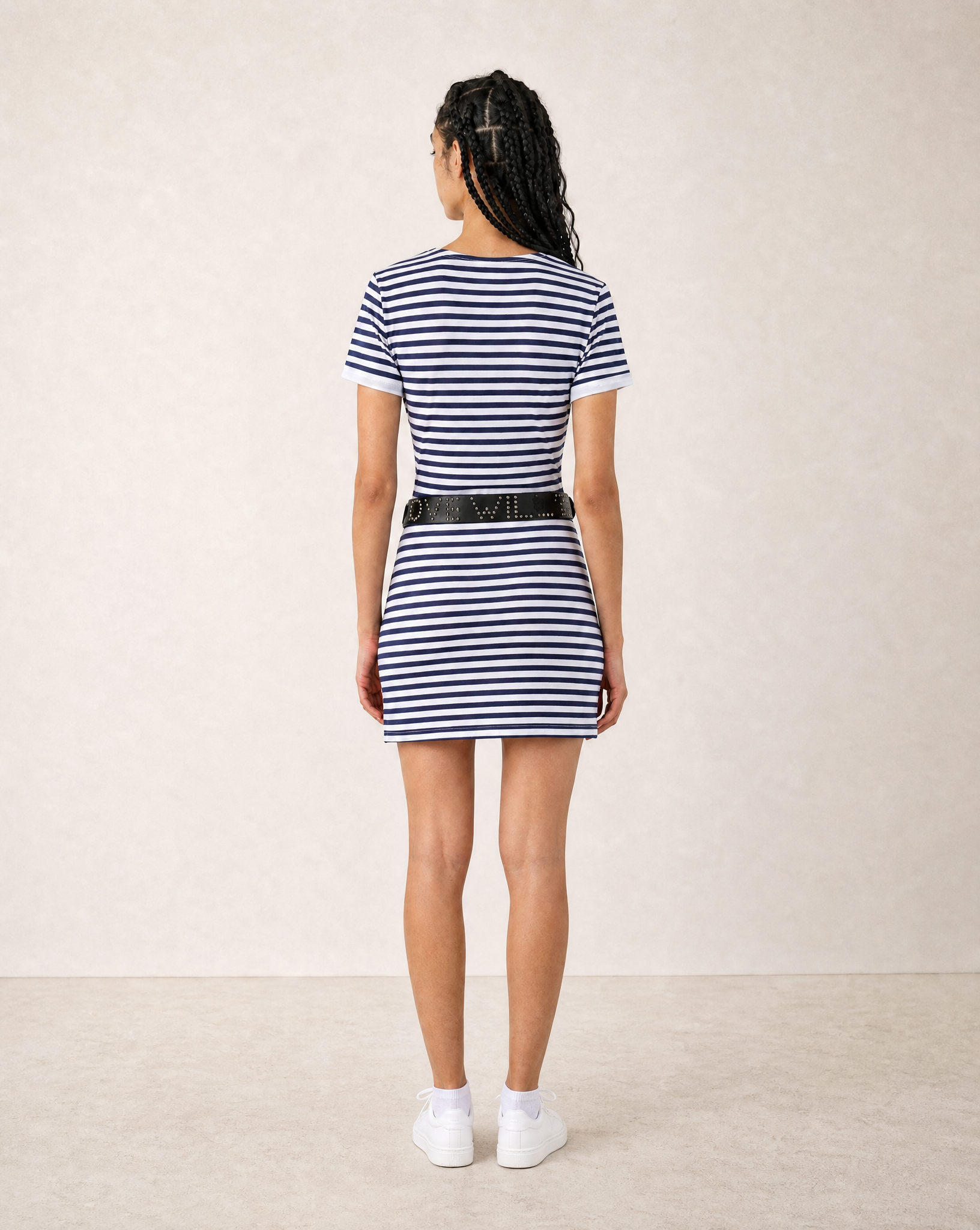 Vintage Naval Breton T-Shirt Dress in Blue Stripe