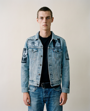 Patched Denim Jacket in Light Blue