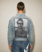 Patched Denim Jacket in Light Blue
