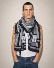 The Riot Patched Scarf in Black & White