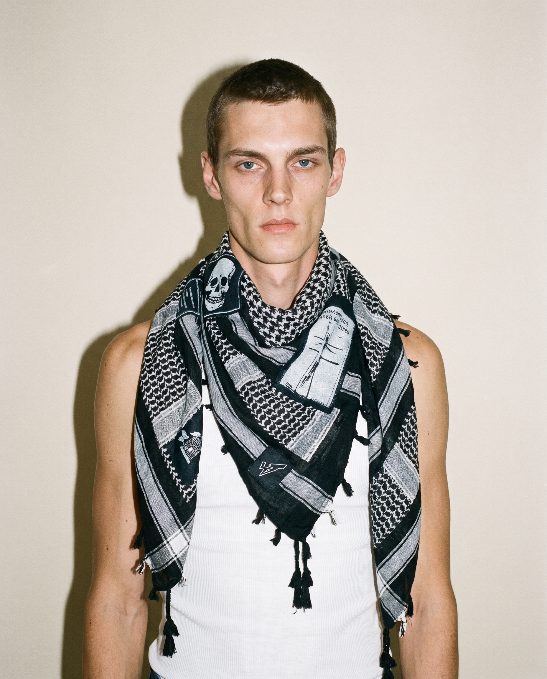 The Riot Patched Scarf in Black & White