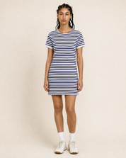 Vintage Naval Breton T-Shirt Dress in Blue Stripe