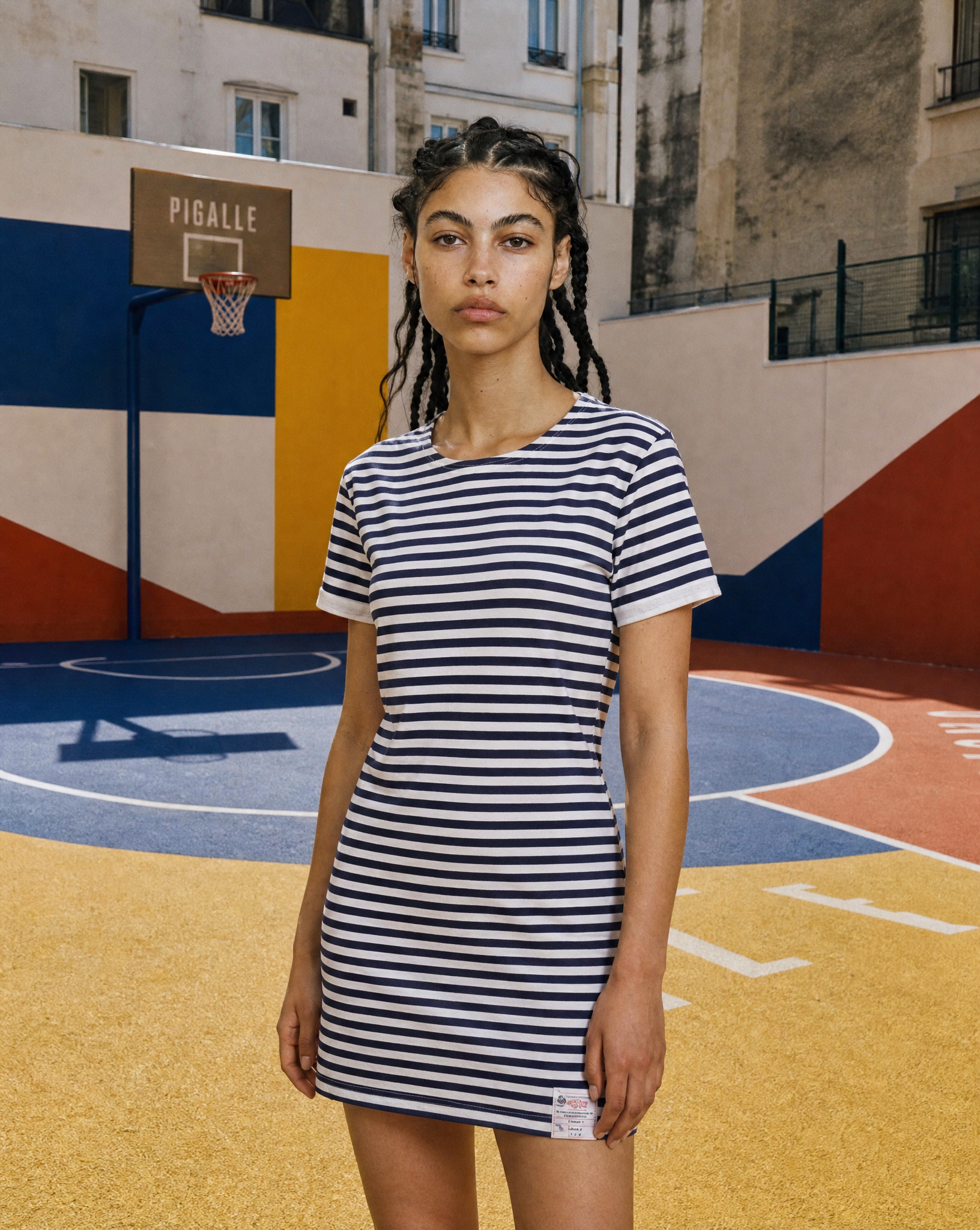 Vintage Naval Breton T-Shirt Dress in Blue Stripe