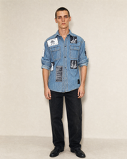 Denim Patched Shirt in Light Blue