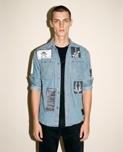 Denim Patched Shirt in Light Blue