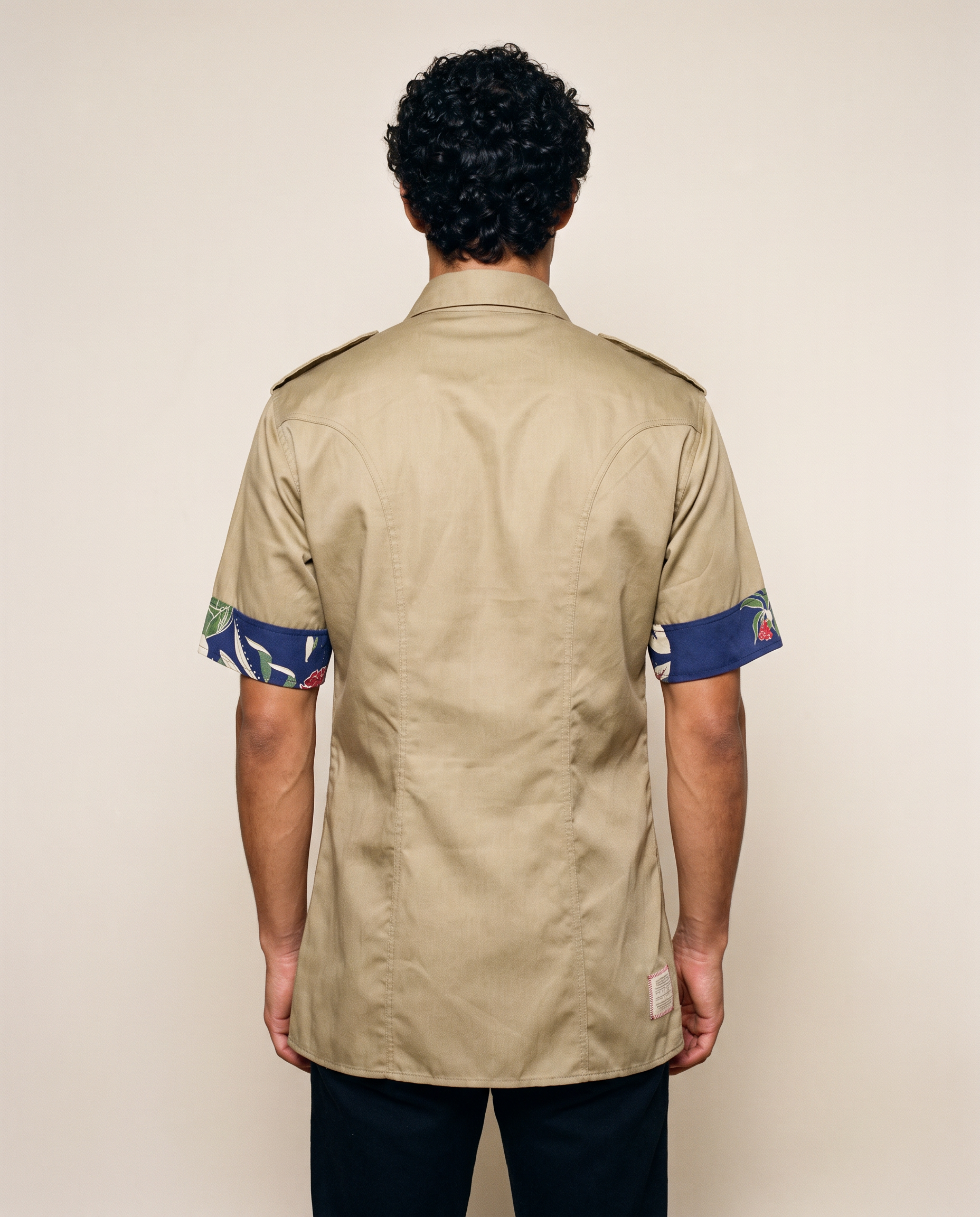 Tropical Patch Military Shirt in Olive Green