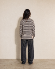 Vintage Naval Long Sleeve T-Shirt in Black Stripe