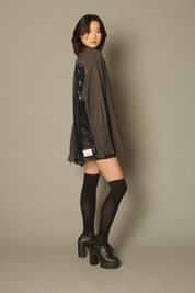 Party Back Shirt - Black Sequin - Long Sleeve Chambray