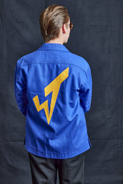 Cotton Workshirt with ST Embroidered in Electric Blue