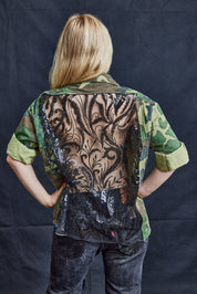 Party Back Shirt - Black Art-Deco Sequin - Long Sleeve Camo