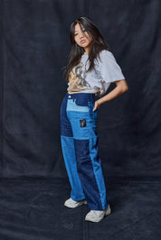 Patchwork Denim Wide Leg Jeans