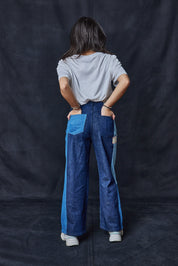 Patchwork Denim Wide Leg Jeans