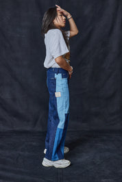 Patchwork Denim Wide Leg Jeans