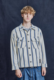 Blue Stripe Herringbone Cotton Workshirt