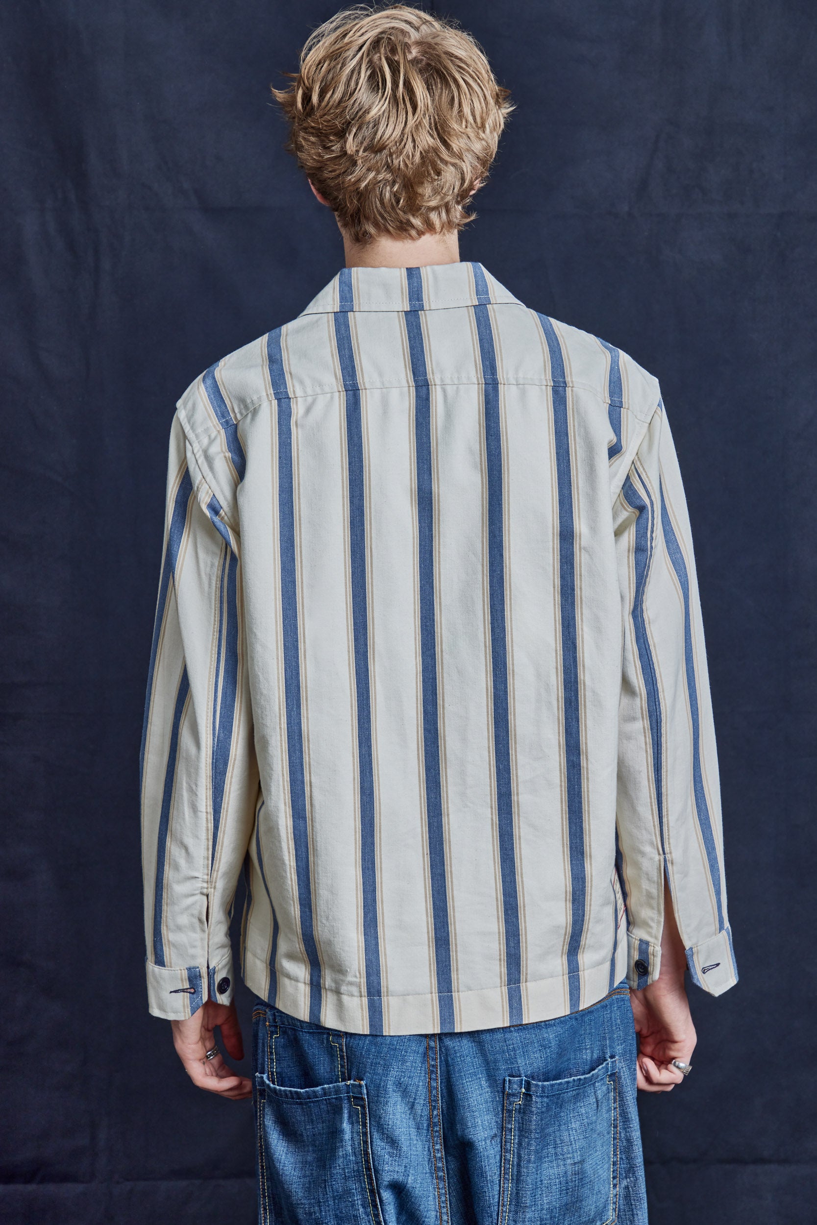 Blue Stripe Herringbone Cotton Workshirt