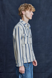Blue Stripe Herringbone Cotton Workshirt
