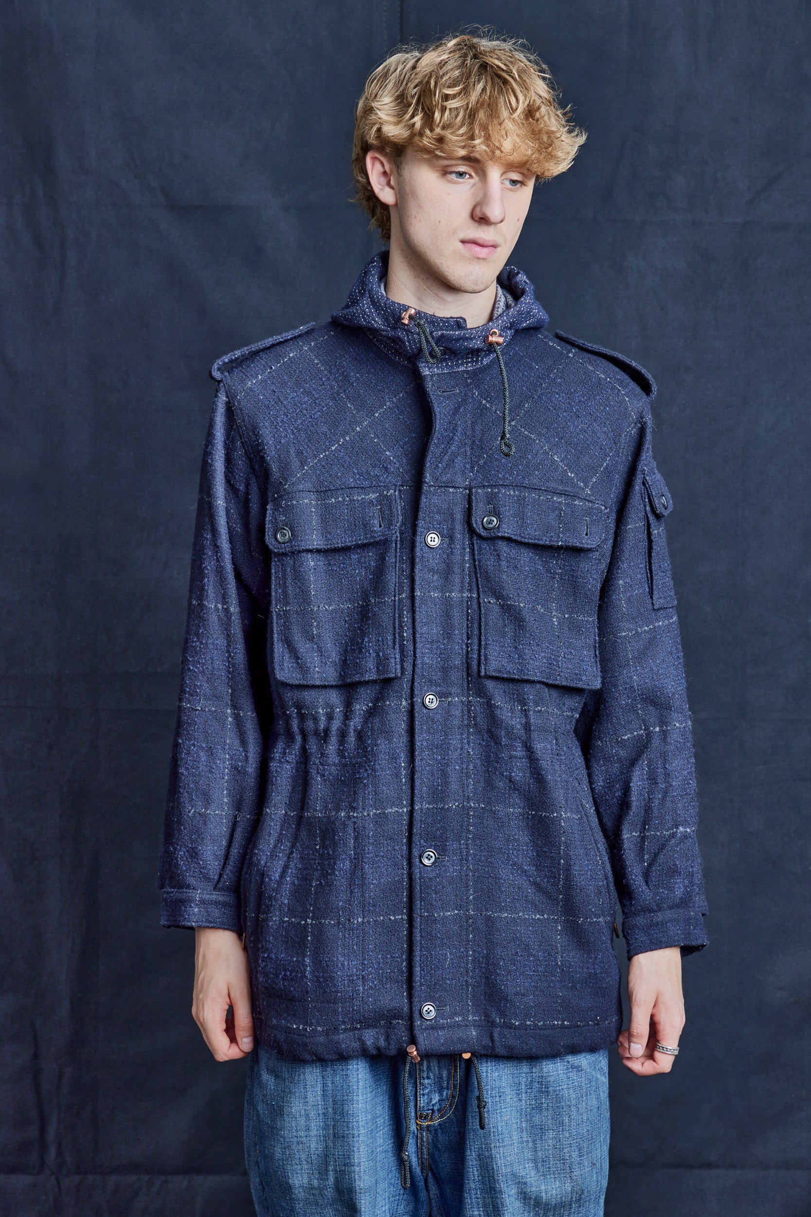 IMMORTAL Windowpane Check woollen Parka