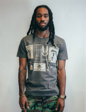 T-Shirt with Printed Patches in Grey