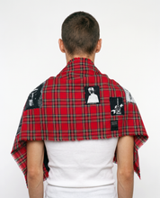 'The Highland Riot' - Patched Scarf in Striking Red Tartan Men