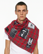 'The Highland Riot' - Patched Scarf in Striking Red Tartan Men