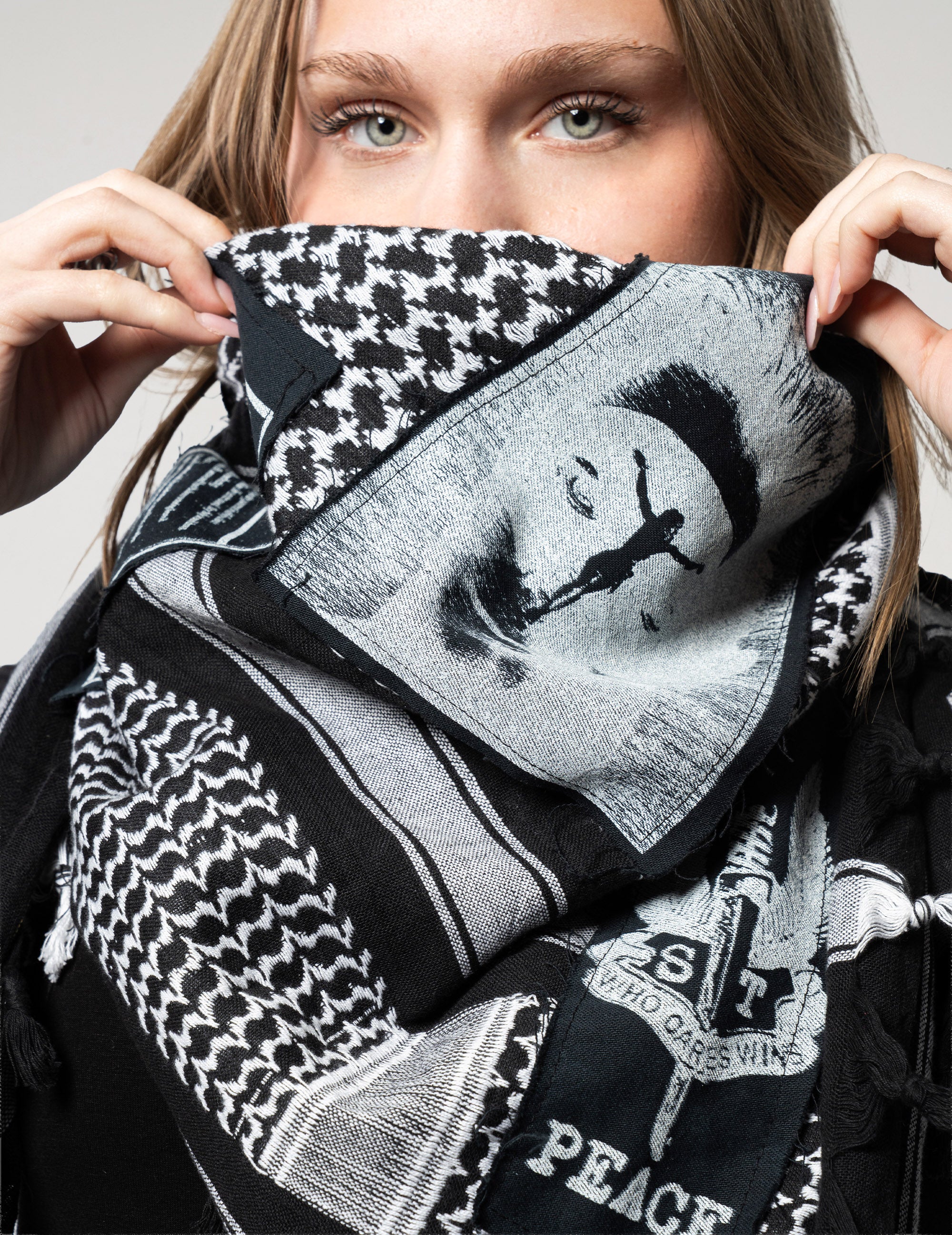 The Riot Patched Scarf in Black & White